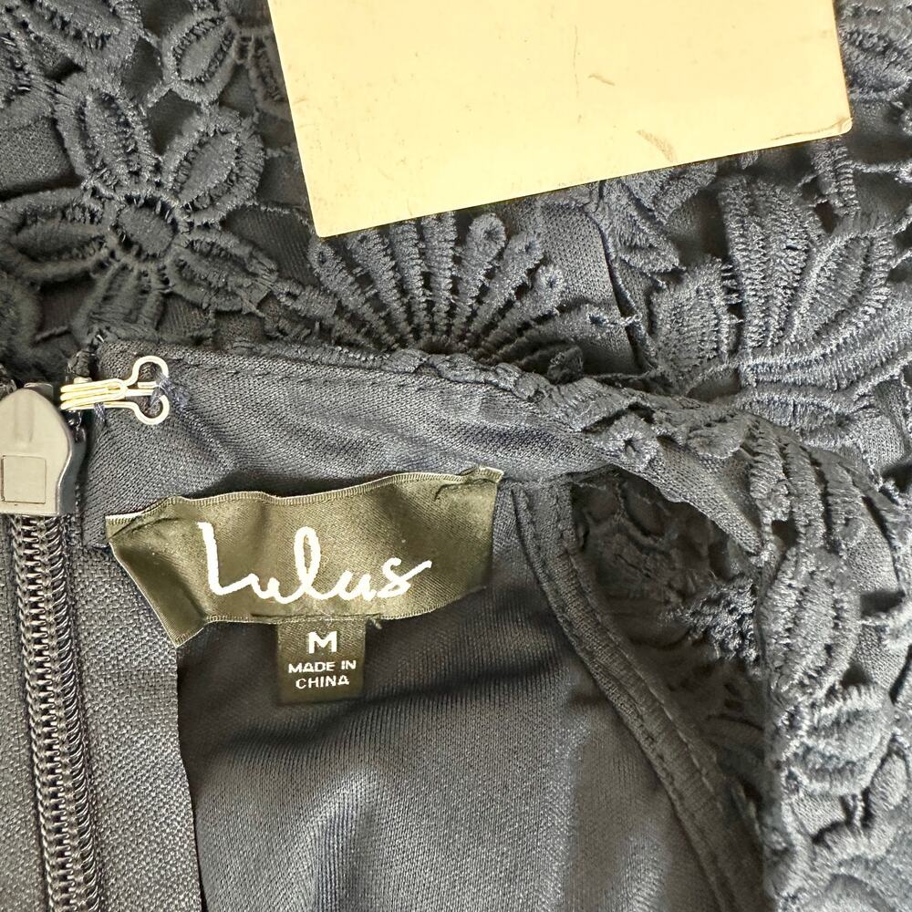 Lulus Love Poem Navy Blue Lace Mini Dress Party Cocktail Romantic Medium NWT - Picture 10 of 12